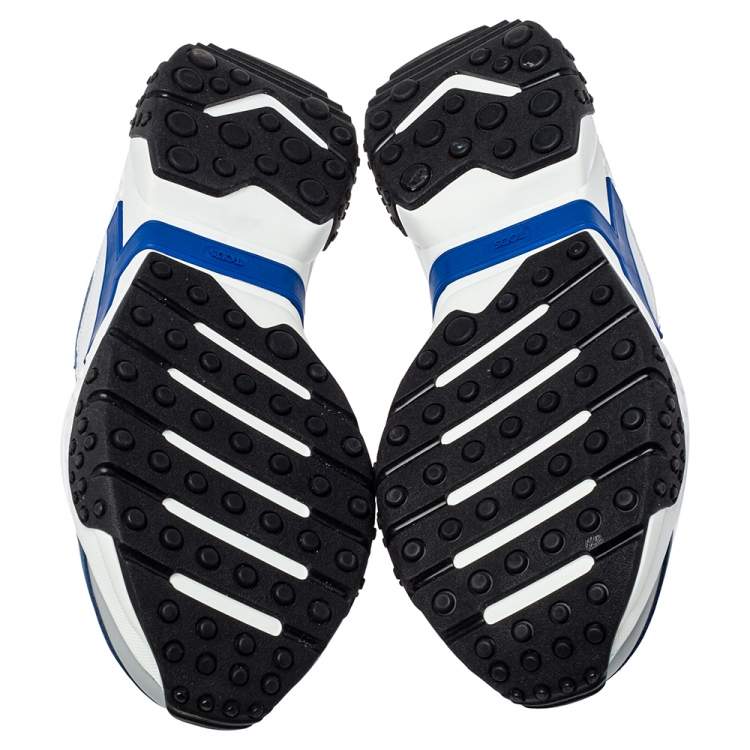 مملوكة مسبقًا Tod's Blue/White Mesh And Leather Low Top Sneakers Size 42.5
