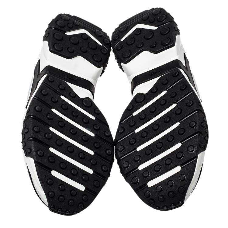 Pre Owned Tod's Black/White Mesh and Leather Chunky Platform Sneakers Size 43