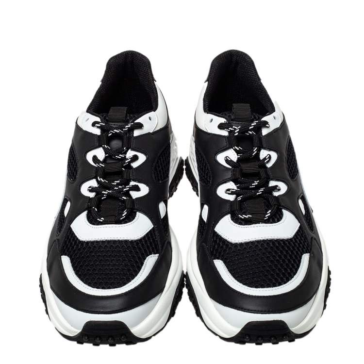 Pre Owned Tod's Black/White Mesh and Leather Chunky Platform Sneakers Size 43