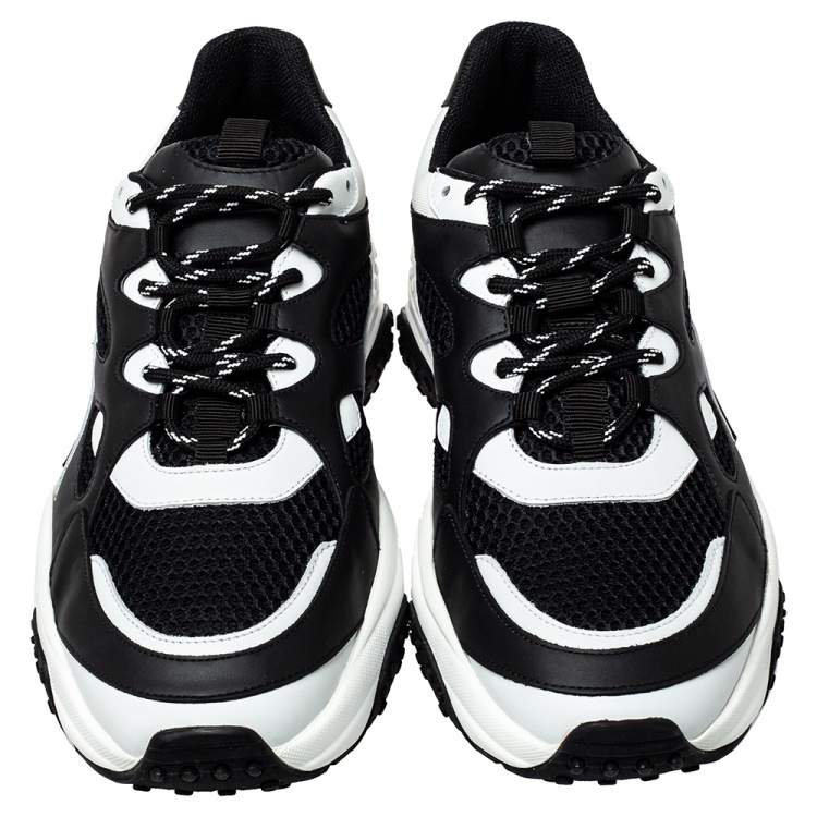 Pre Owned Tod's Black/White Mesh and Leather Chunky Platform Sneakers Size 44