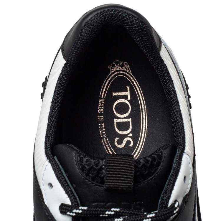 Pre Owned Tod's Black/White Mesh and Leather Chunky Platform Sneakers Size 44