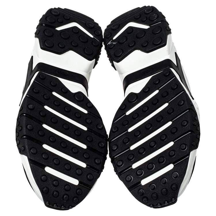Pre Owned Tod's Black/White Mesh and Leather Chunky Platform Sneakers Size 44