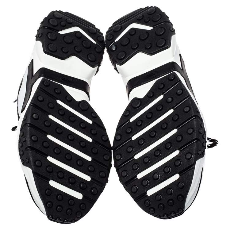 Pre Owned Tod's Black/White Leather And Mesh Active Sporty Sneakers Size 43