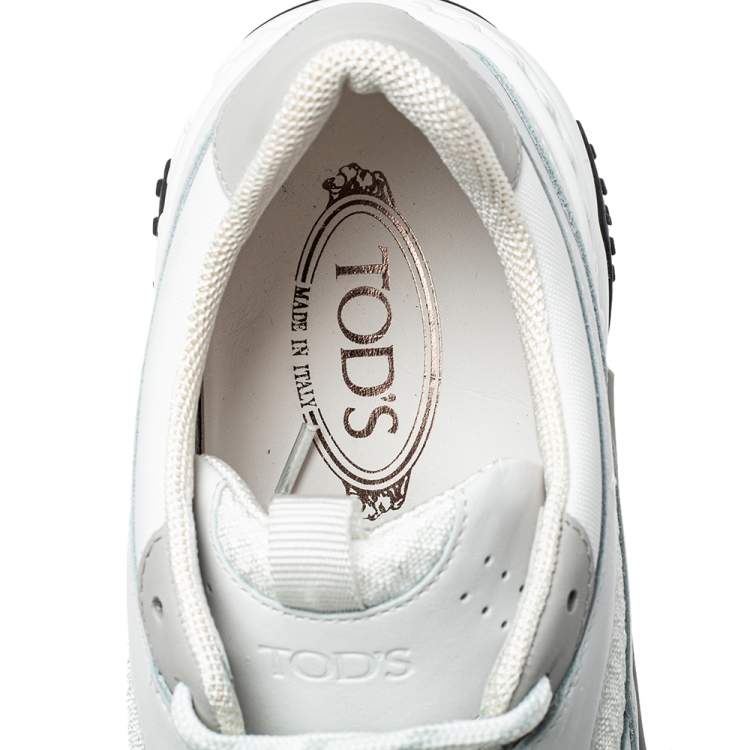 Pre Owned Tod's White Leather and Mesh Active Sporty Sneakers Size 44