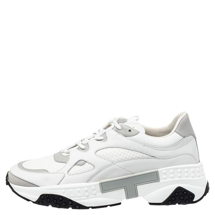 Pre Owned Tod's White Leather and Mesh Active Sporty Sneakers Size 44