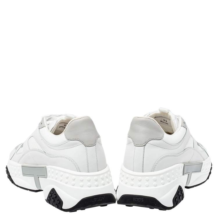 Pre Owned Tod's White Leather and Mesh Active Sporty Sneakers Size 44