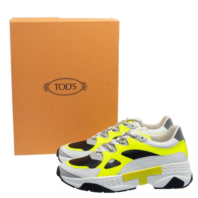 Pre Owned Tod's Multicolor Mesh And Leather Low Top Sneakers Size 43