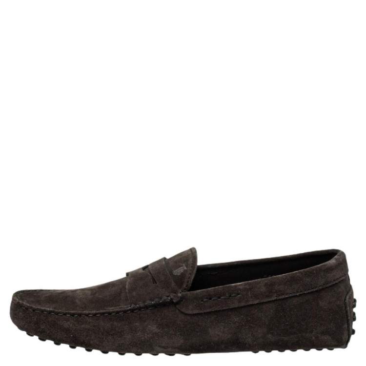 Pre Owned Tod's Brown Suede Penny Slip On Loafers Size 41.5