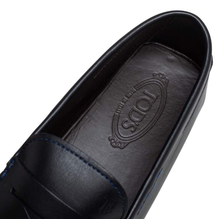 Pre Owned Tod's Black Leather Penny Slip On Loafers Size 47