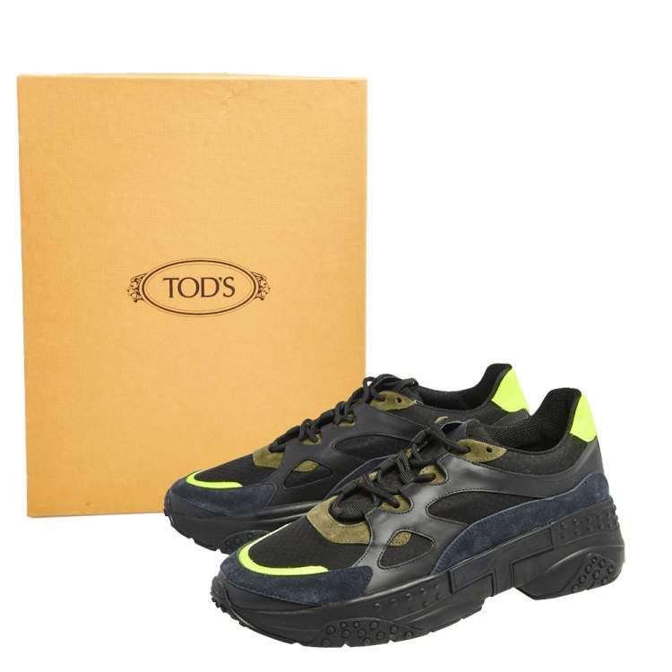Pre Owned Tod's Multicolor Mesh And Leather Low Top Sneakers Size 44