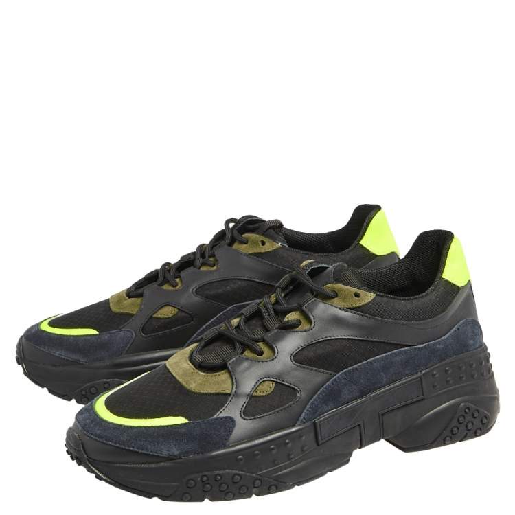 Pre Owned Tod's Multicolor Leather And Suede Lace Up Sneakers Size 42.5