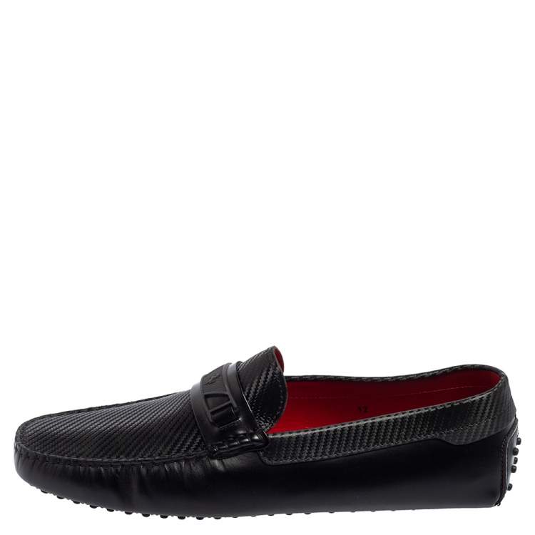 Pre Owned Tod's Black Leather Slip On Loafers Size 47