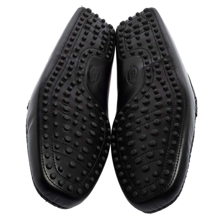 Pre Owned Tod's Black Leather Slip On Loafers Size 47