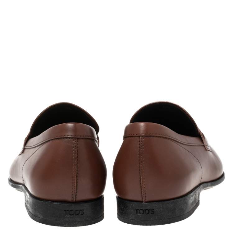 Pre Owned Tod's Brown Leather  Slip On Loafers Size 42.5