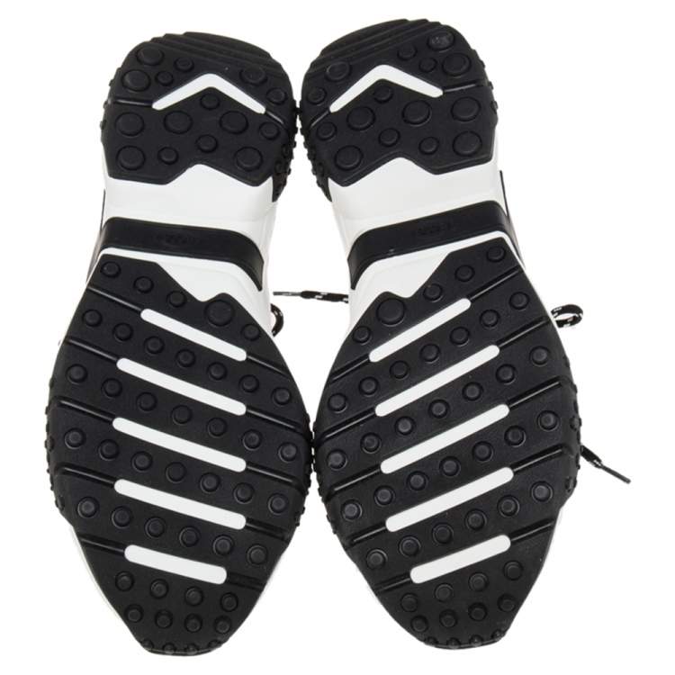 Pre Owned Tod's Black/White Leather And Mesh Lace Up Sneakers Size 44