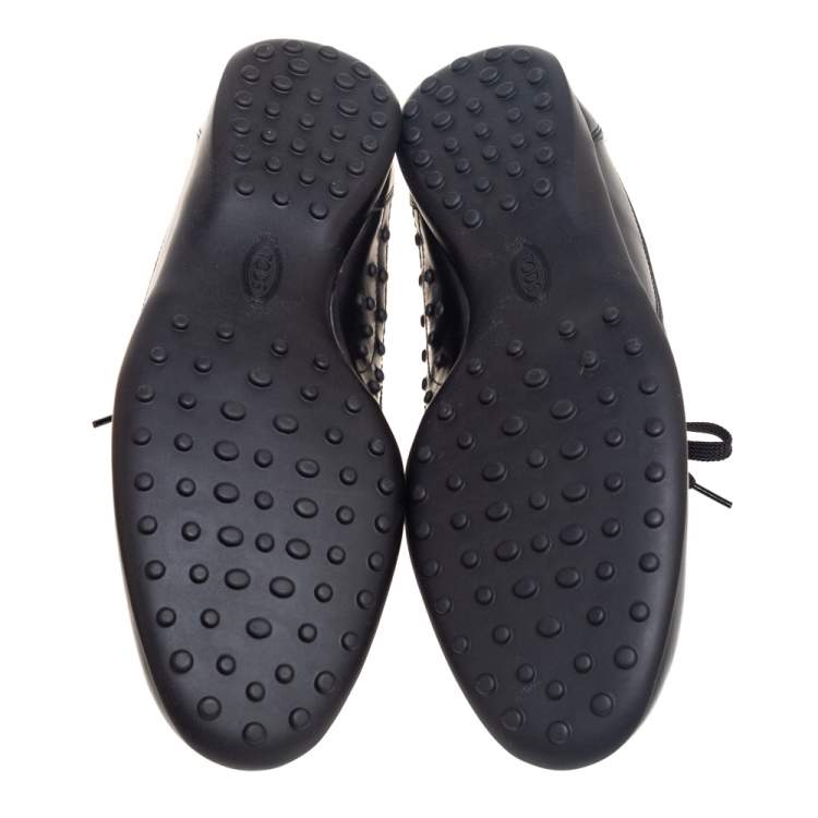 Pre Owned Tod's Black Leather Low-Top Sneakers Size 42
