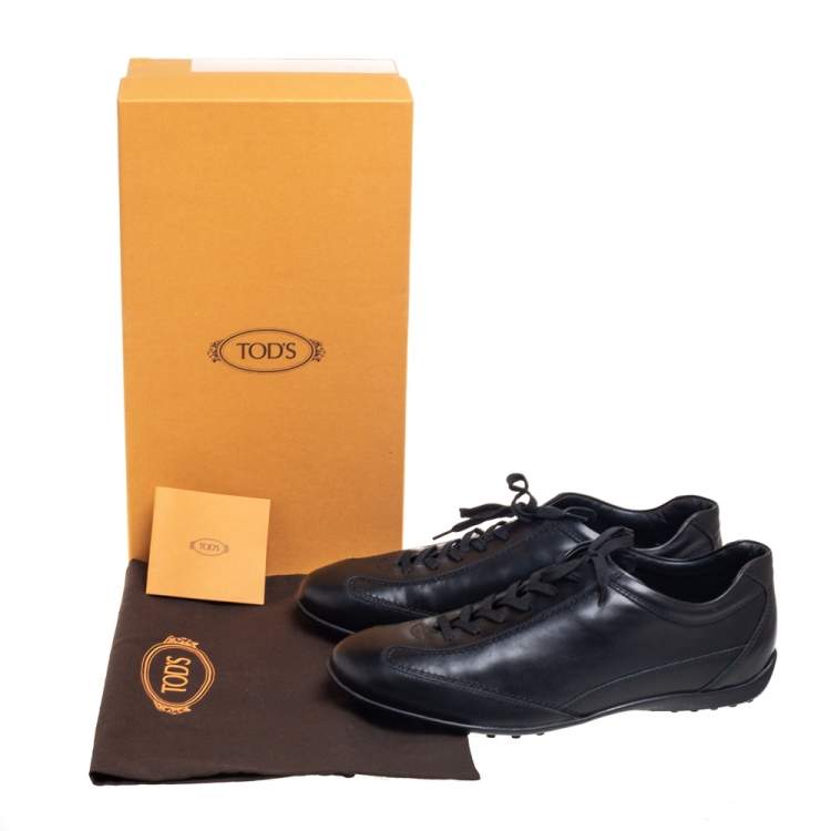 Pre Owned Tod's Black Leather Low-Top Sneakers Size 42