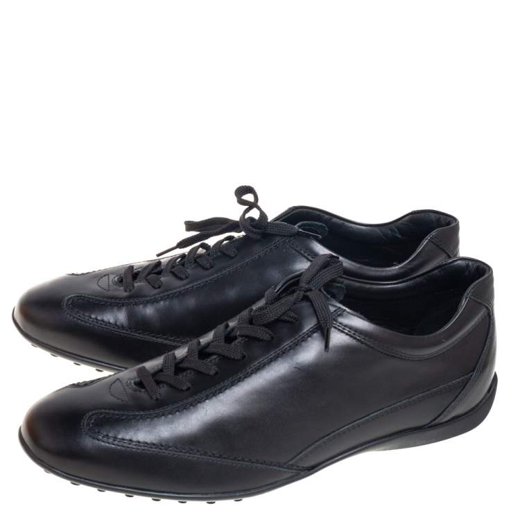 Pre Owned Tod's Black Leather Low-Top Sneakers Size 42
