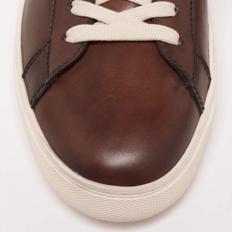 Pre Owned Tod's Brown Leather Lace Up Sneakers Size 44