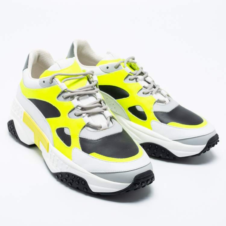 Pre Owned Tod's Multicolor Leather And Mesh Lace Up Sneakers Size 42