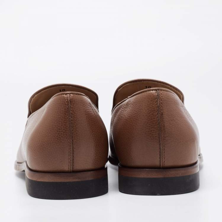 Pre Owned Tod's Brown Leather Fringe Tassel Loafers Size 44.5