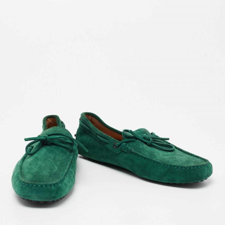 Pre Owned Tod's Forest Green Suede Gommino Driving Loafers Size 42