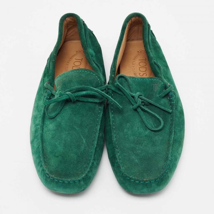 Pre Owned Tod's Forest Green Suede Gommino Driving Loafers Size 42