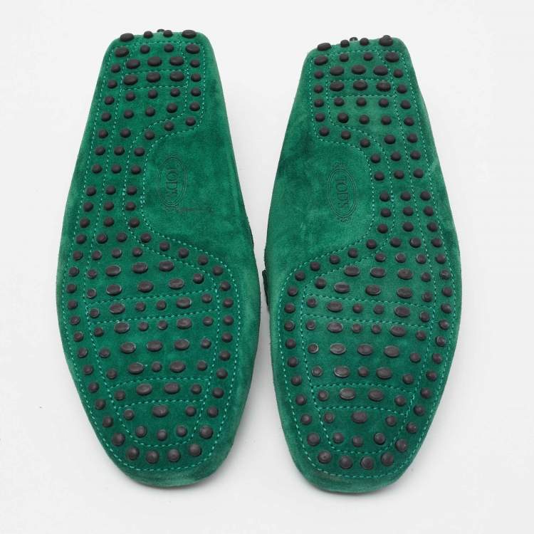 Pre Owned Tod's Forest Green Suede Gommino Driving Loafers Size 42