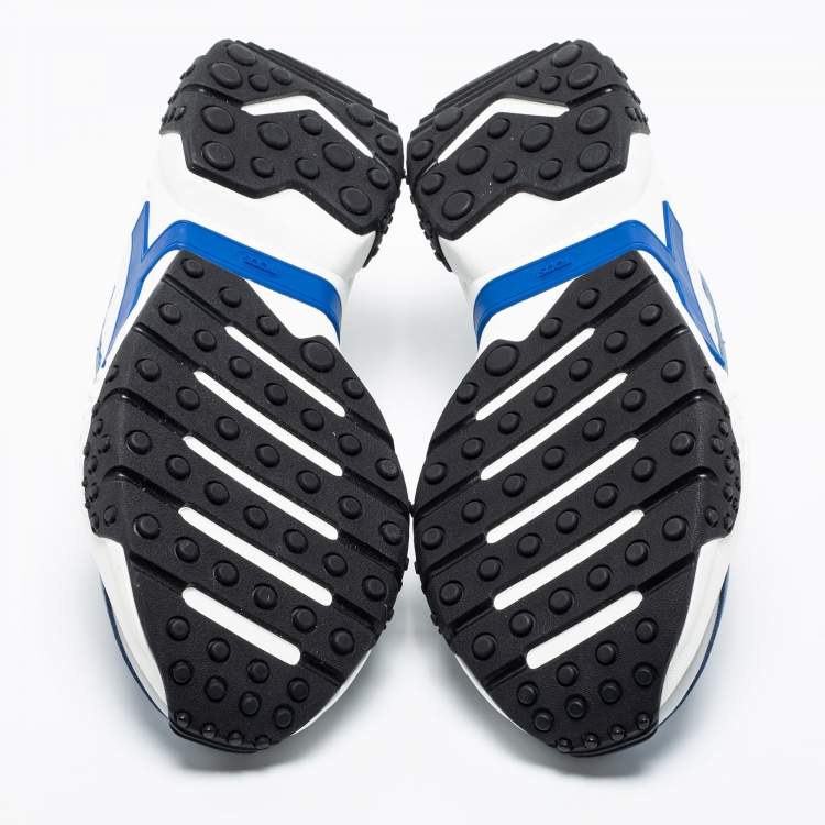 Pre Owned Tod's Blue/White Leather And Mesh Active Sporty Sneakers Size 43