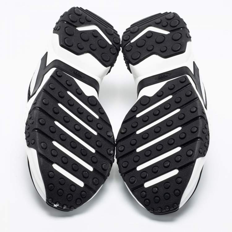 Pre Owned Tod's Black/White Leather And Mesh Active Sporty Sneakers Size 42.5