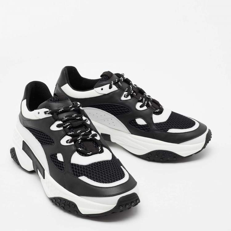 Pre Owned Tod's Black/White Mesh and Leather Chunky Sneakers Size 42