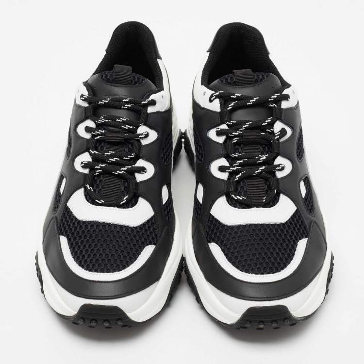 Pre Owned Tod's Black/White Mesh and Leather Chunky Sneakers Size 42