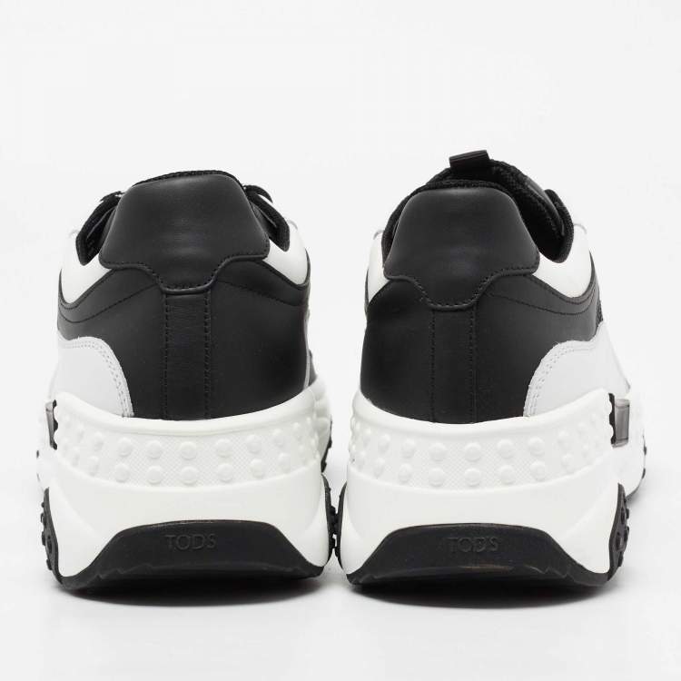 Pre Owned Tod's Black/White Mesh and Leather Chunky Sneakers Size 42