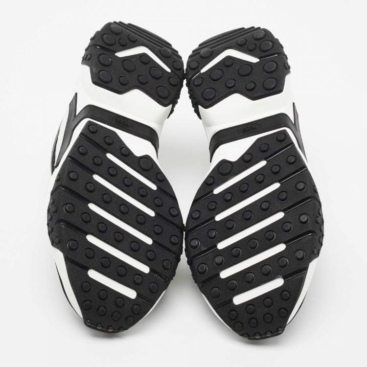 Pre Owned Tod's Black/White Mesh and Leather Chunky Sneakers Size 42