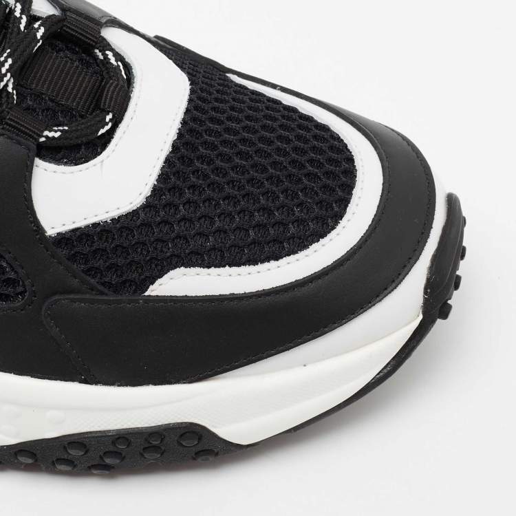 Pre Owned Tod's Black/White Mesh and Leather Chunky Sneakers Size 42