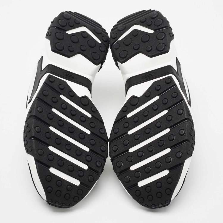 Pre Owned Tod's Black/White Mesh and Leather Chunky Sneakers Size 42.5