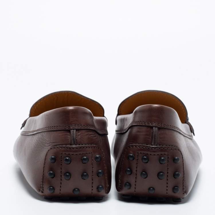Pre Owned Tod's Brown Leather Buckle Strap Loafers Size 44.5