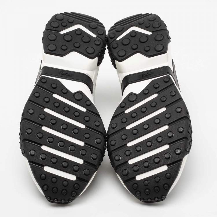 Pre Owned Tod's Black/White Mesh and Leather Chunky Platform Sneakers Size 43