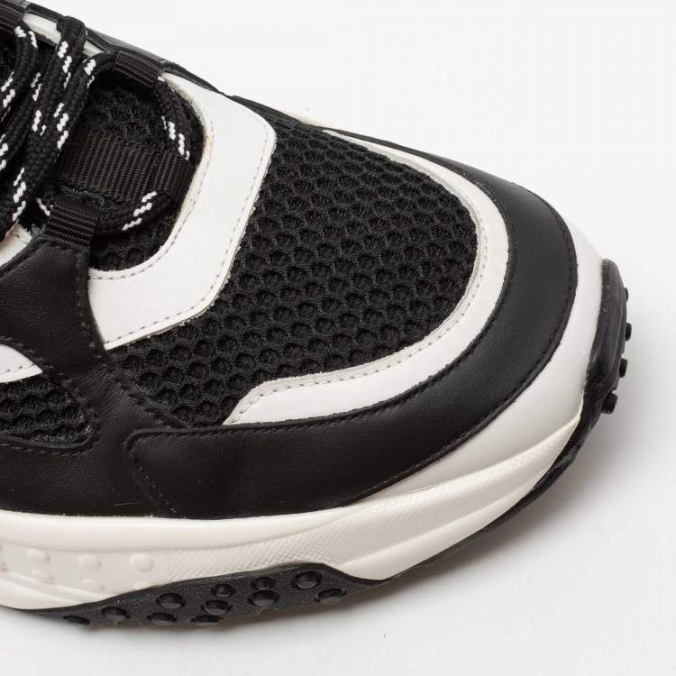 Pre Owned Tod's Black/White Mesh and Leather Chunky Platform Sneakers Size 43