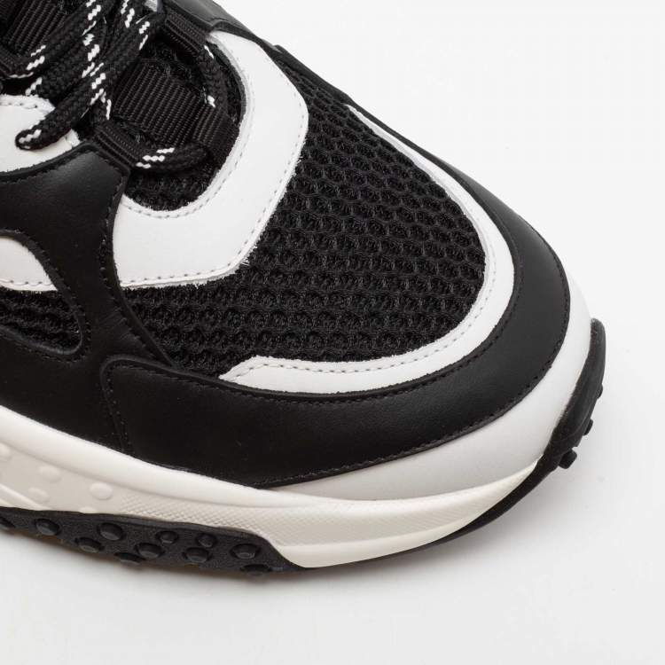 Pre Owned Tod's Black/White Mesh and Leather Chunky Platform Sneakers Size 42
