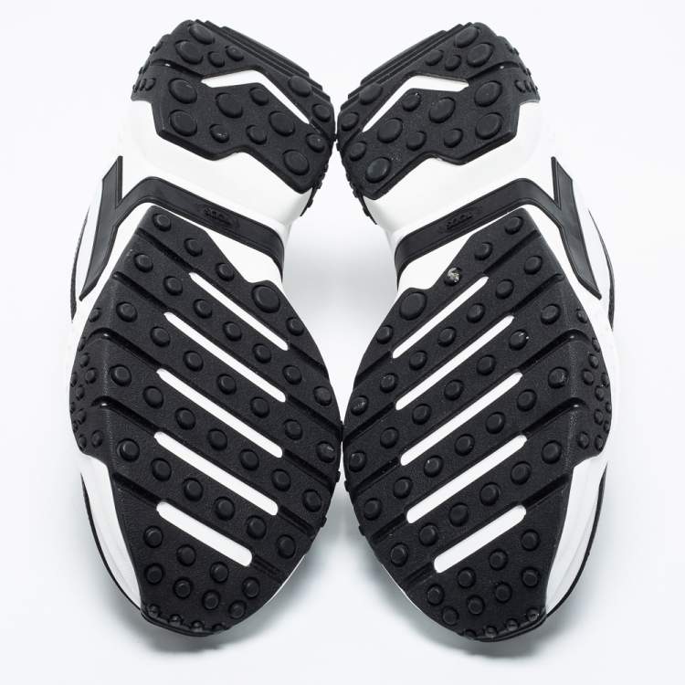 Pre Owned Tod's Black/White Leather and Mesh Lace Up Sneakers Size 42 
