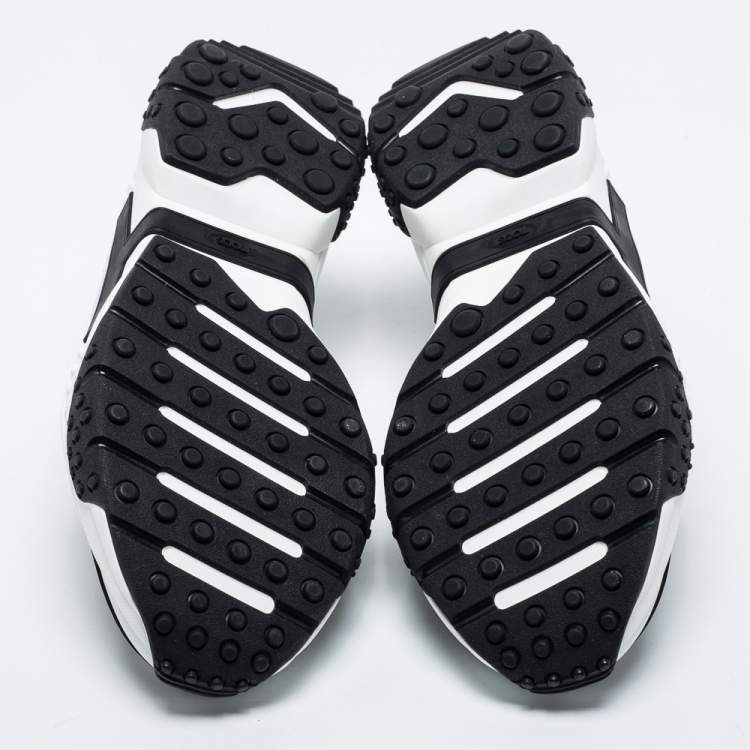Pre Owned Tod's Black/White Mesh And Leather Chunky Lace Up Sneakers Size 44.5