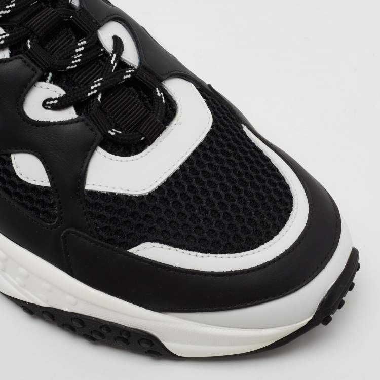 Pre Owned Tod's Black/White Mesh And Leather Chunky Lace Up  Sneakers Size 42.5