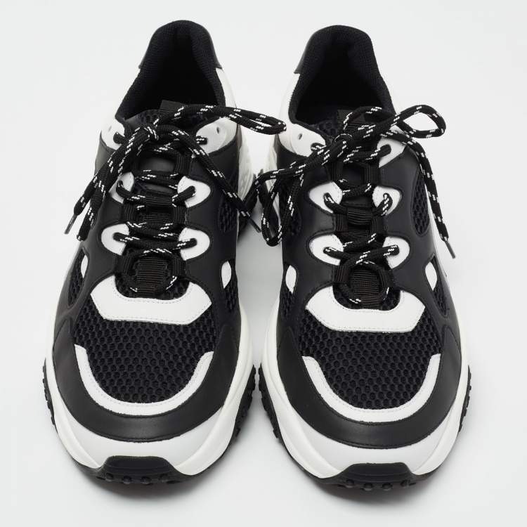 Pre Owned Tod's Black/White Mesh and Leather Chunky Sneakers Size 42