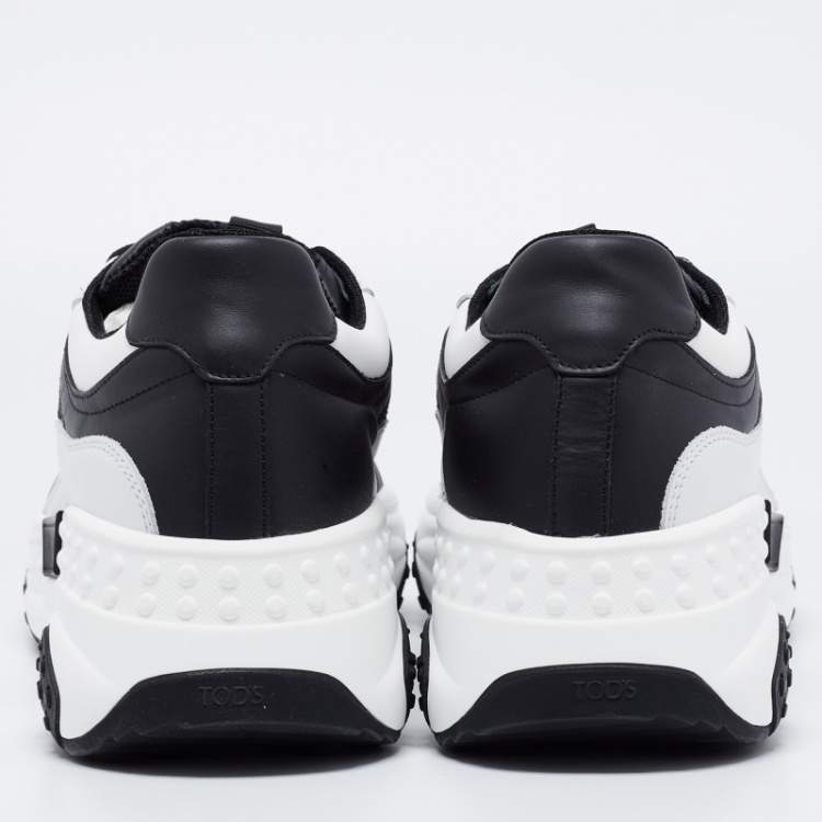 Pre Owned Tod's Black/White Mesh and Leather Chunky Sneakers Size 43