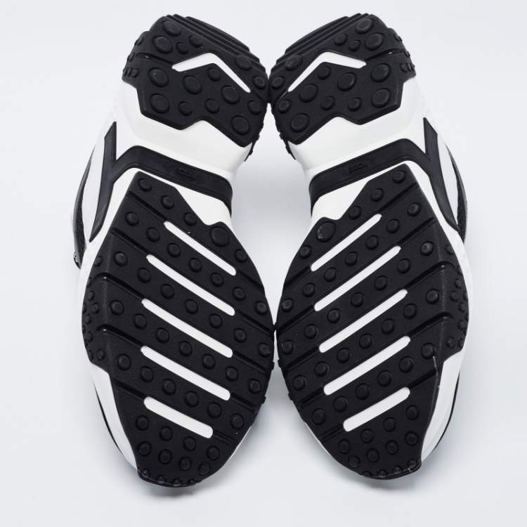 Pre Owned Tod's Black/White Mesh and Leather Chunky Sneakers Size 43