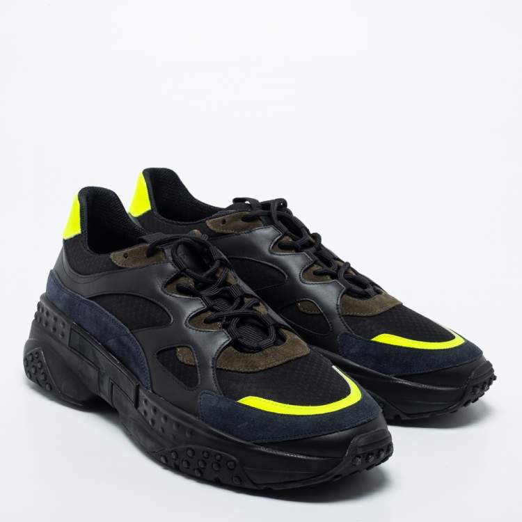 Pre Owned Tod's Multicolor Mesh And Leather Chunky Lace Up Sneakers Size 44.5