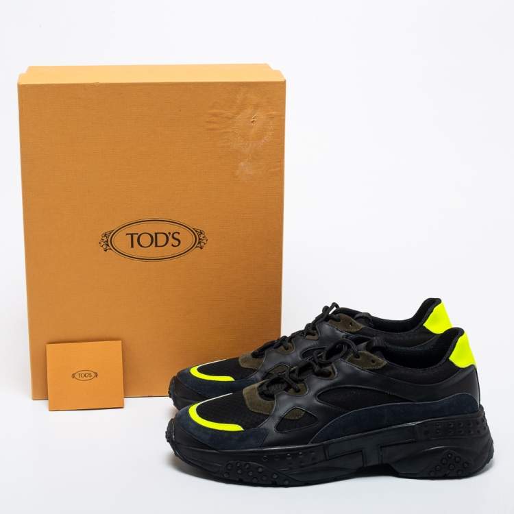 Pre Owned Tod's Multicolor Mesh And Leather Chunky Lace Up Sneakers Size 44.5