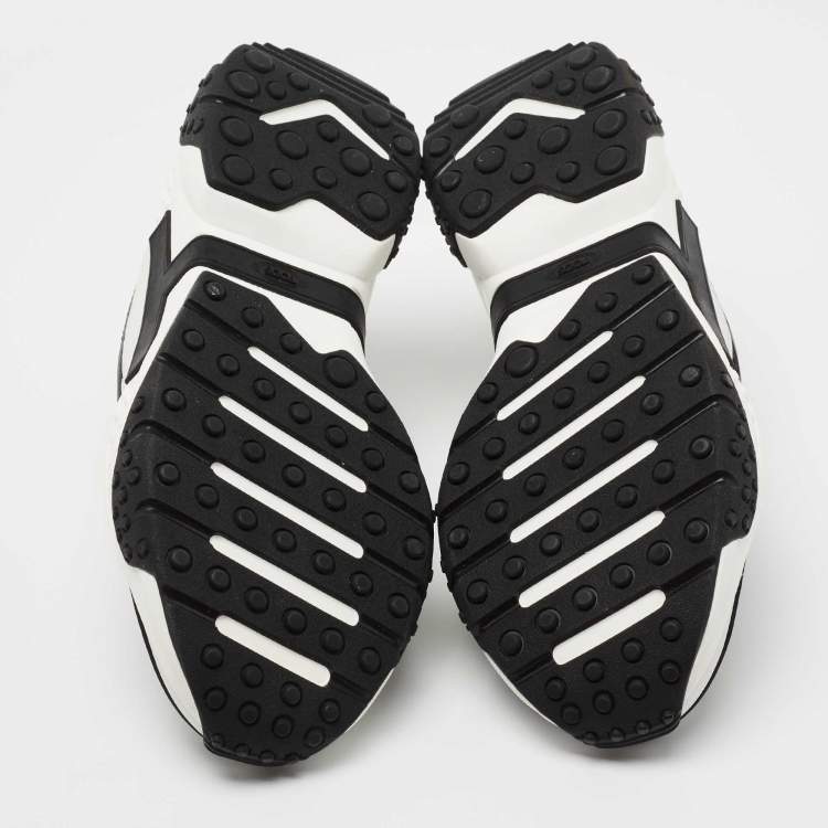 Pre Owned Tod's Black/White Mesh and Leather Chunky Lace Up Sneakers Size 42