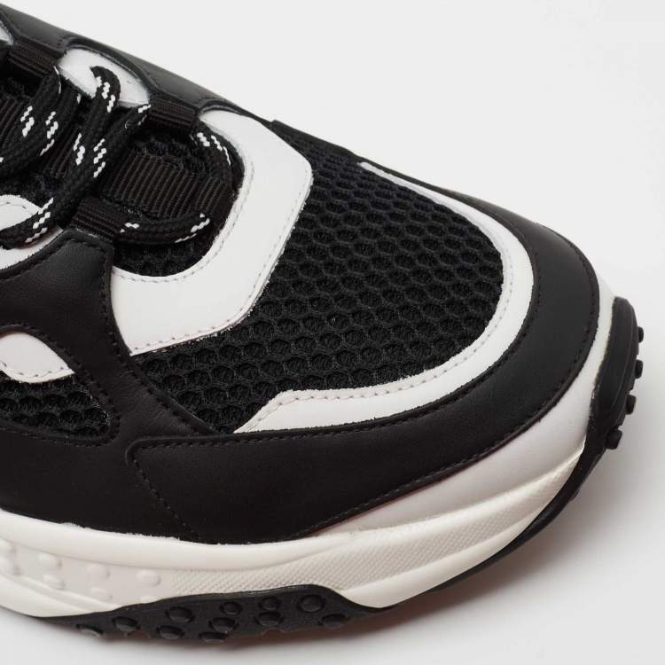 Pre Owned Tod's Black/White Mesh and Leather Chunky Lace Up Sneakers Size 42